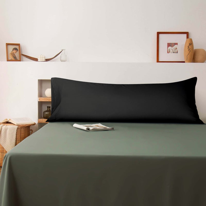 BEDSUM Microfiber Body Pillowcase, Soft Wrinkle Resistant and Easy Care Pillow Case with Envelope Closure for Adults Pregnant Women, 20x54 inches, Black - Image 2